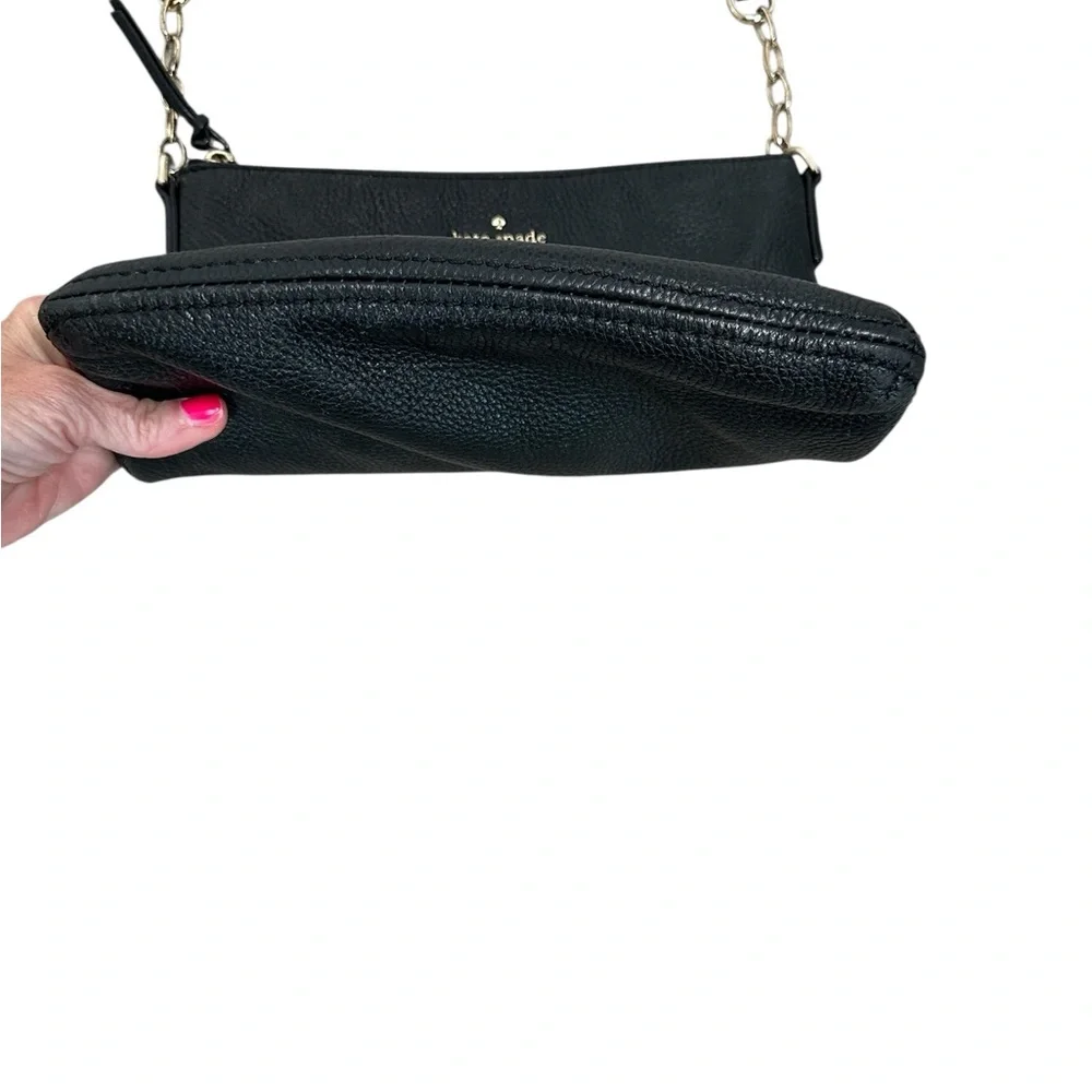 Kate Spade Black Crossbody Bag with Gold Accents Pebbled Leather